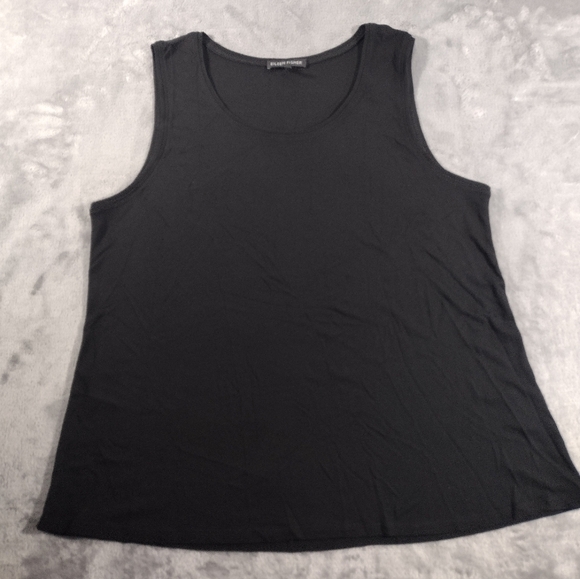 Eileen Fisher Womens Silk Sleeveless Scoop Neck Tank Blouse Black Size L NWOT - Picture 1 of 7